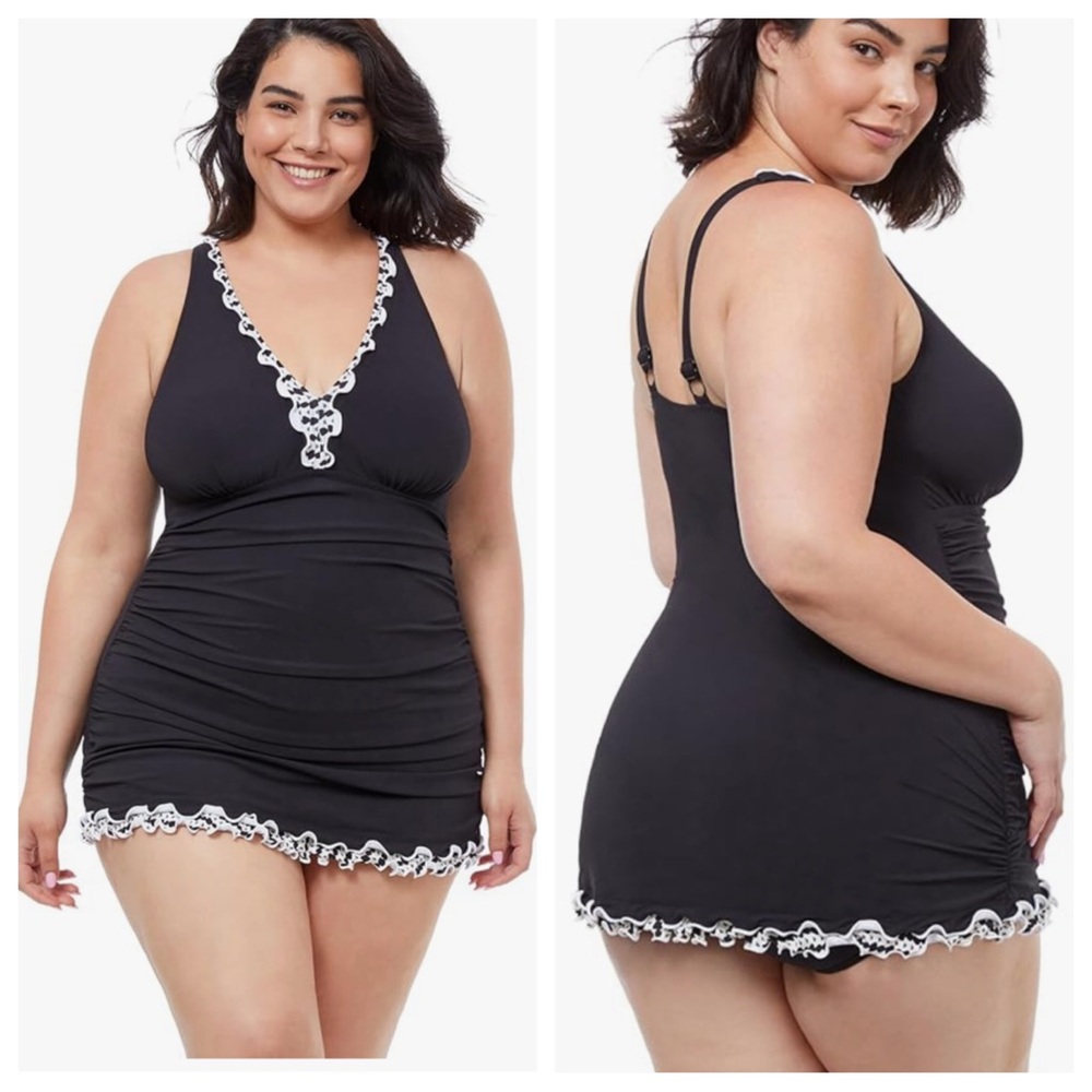 NWT! Profile by Gottex Standard Enya Full Figure Halter Swimdress One Piece